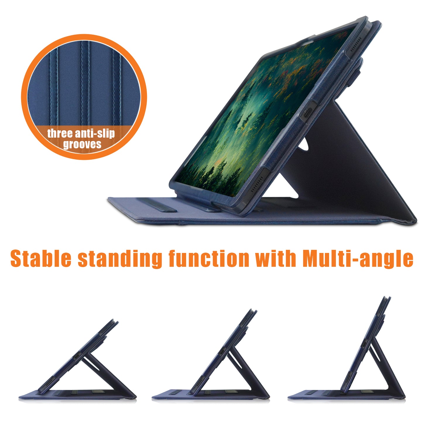 For Samsung Galaxy Tab S10+ Wi-Fi SM-X820 SM-X826B / Tab S7 FE T736 / S7+ / S8+ / S9+ X810 / S9 FE+ X610 Case Rotating Stand Tablet Leather Cover - Blue