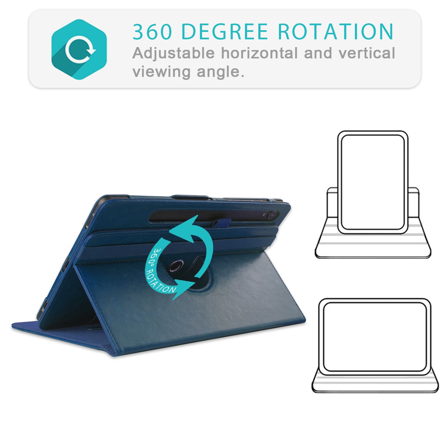 For Samsung Galaxy Tab S10+ Wi-Fi SM-X820 SM-X826B / Tab S7 FE T736 / S7+ / S8+ / S9+ X810 / S9 FE+ X610 Case Rotating Stand Tablet Leather Cover - Blue