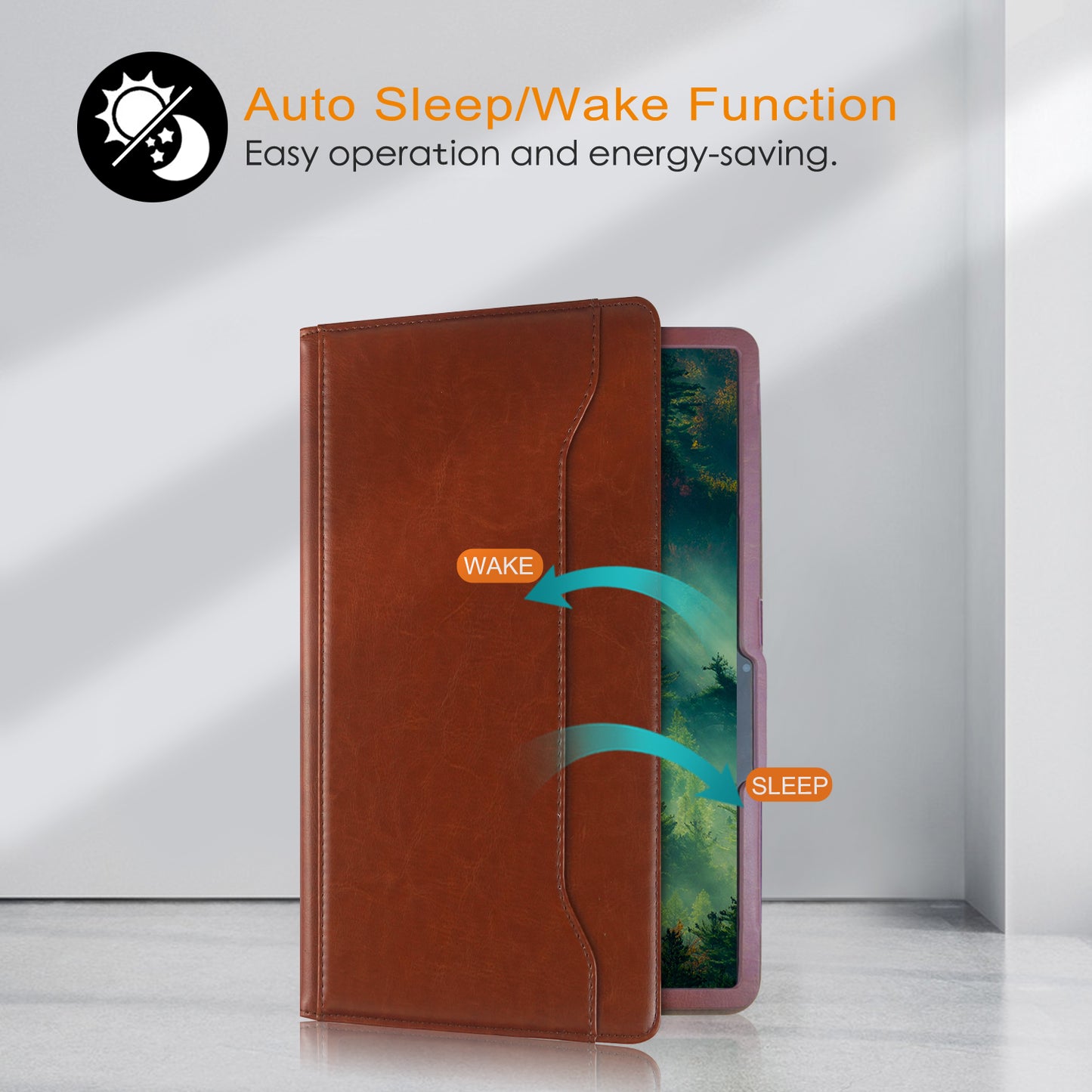 For Samsung Galaxy Tab S10+ Wi-Fi SM-X820 SM-X826B / Tab S7 FE T736 / S7+ / S8+ / S9+ X810 / S9 FE+ X610 Case Rotating Stand Tablet Leather Cover - Brown