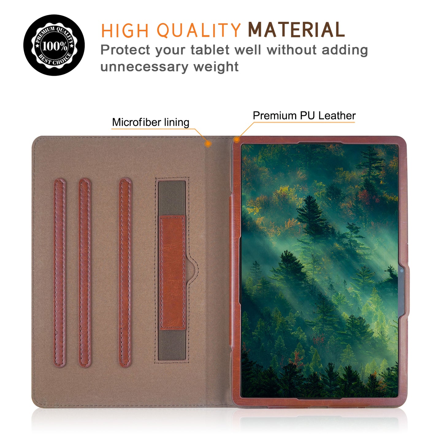 For Samsung Galaxy Tab S10+ Wi-Fi SM-X820 SM-X826B / Tab S7 FE T736 / S7+ / S8+ / S9+ X810 / S9 FE+ X610 Case Rotating Stand Tablet Leather Cover - Brown