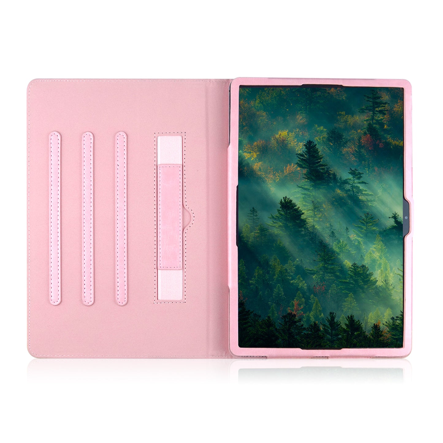 For Samsung Galaxy Tab S10+ Wi-Fi SM-X820 SM-X826B / Tab S7 FE T736 / S7+ / S8+ / S9+ X810 / S9 FE+ X610 Case Rotating Stand Tablet Leather Cover - Pink