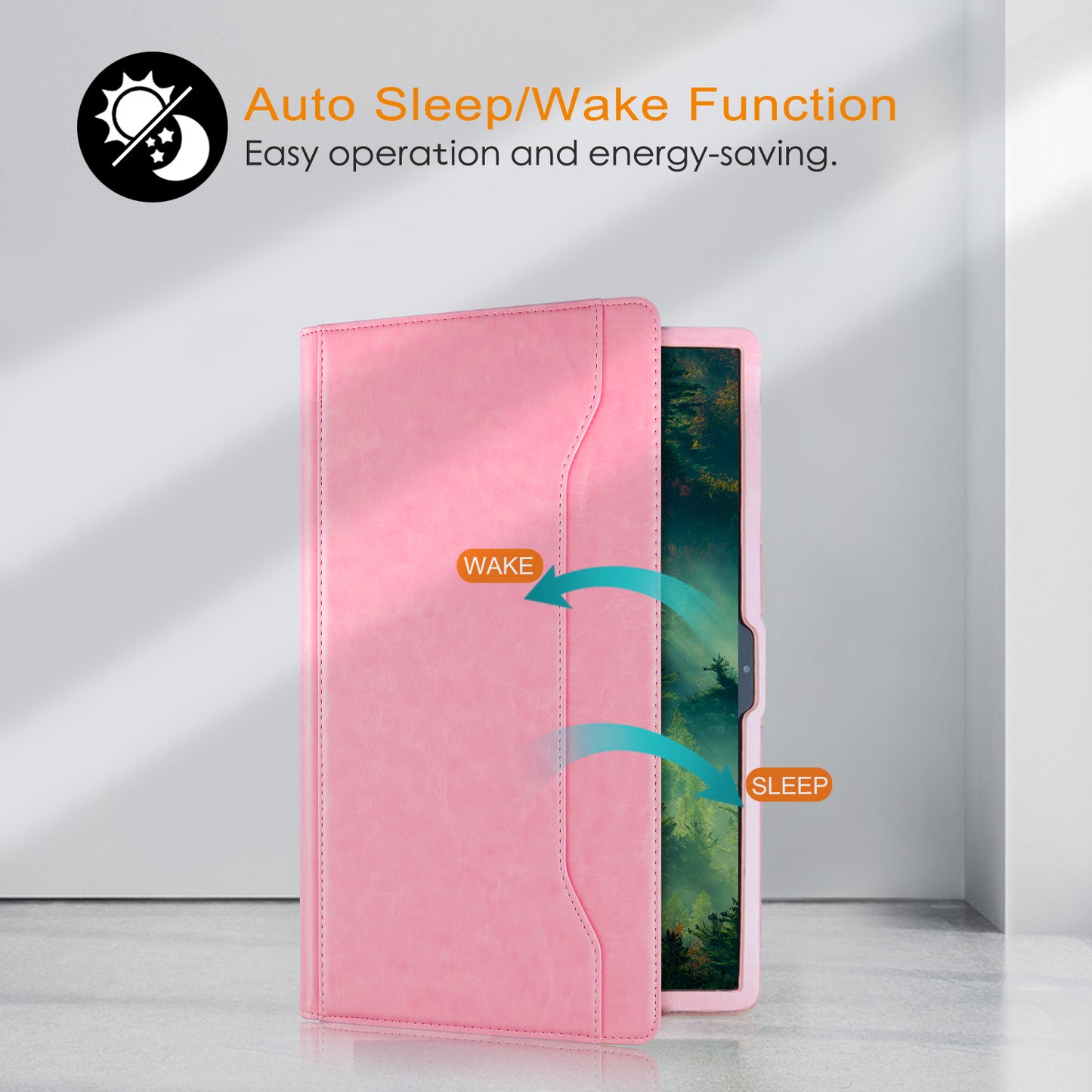 For Samsung Galaxy Tab S10+ Wi-Fi SM-X820 SM-X826B / Tab S7 FE T736 / S7+ / S8+ / S9+ X810 / S9 FE+ X610 Case Rotating Stand Tablet Leather Cover - Pink