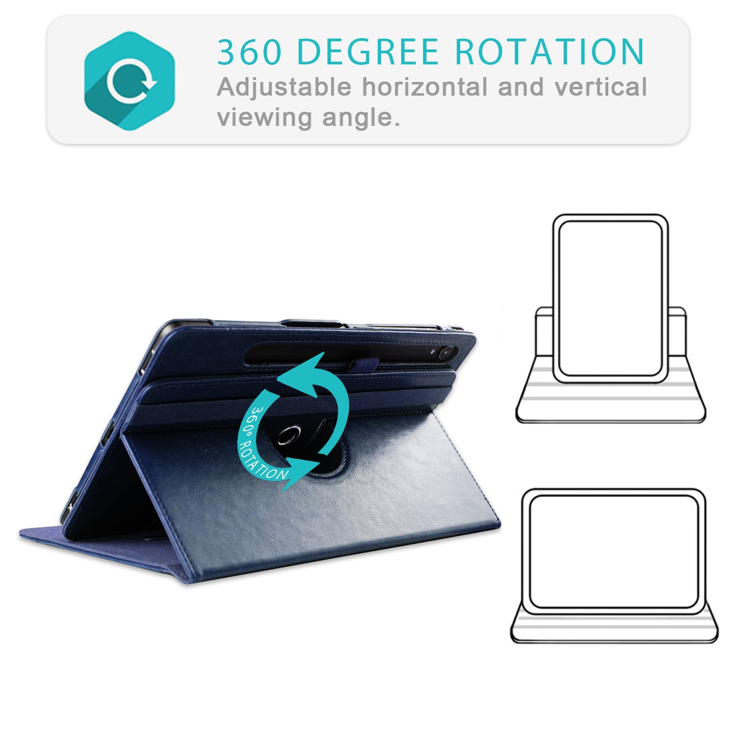 For Samsung Galaxy Tab S7 T870 T875 / Tab S8 / Tab S9 X710 / Tab S9 FE X510 Case Rotate Stand Leather Tablet Cover - Blue