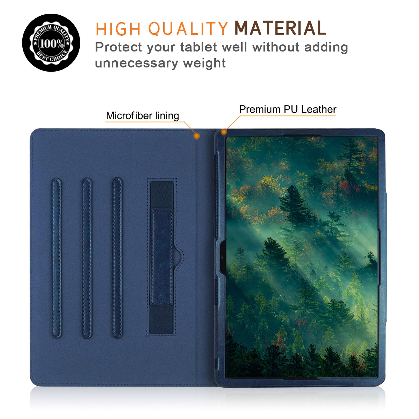 For Samsung Galaxy Tab S7 T870 T875 / Tab S8 / Tab S9 X710 / Tab S9 FE X510 Case Rotate Stand Leather Tablet Cover - Blue