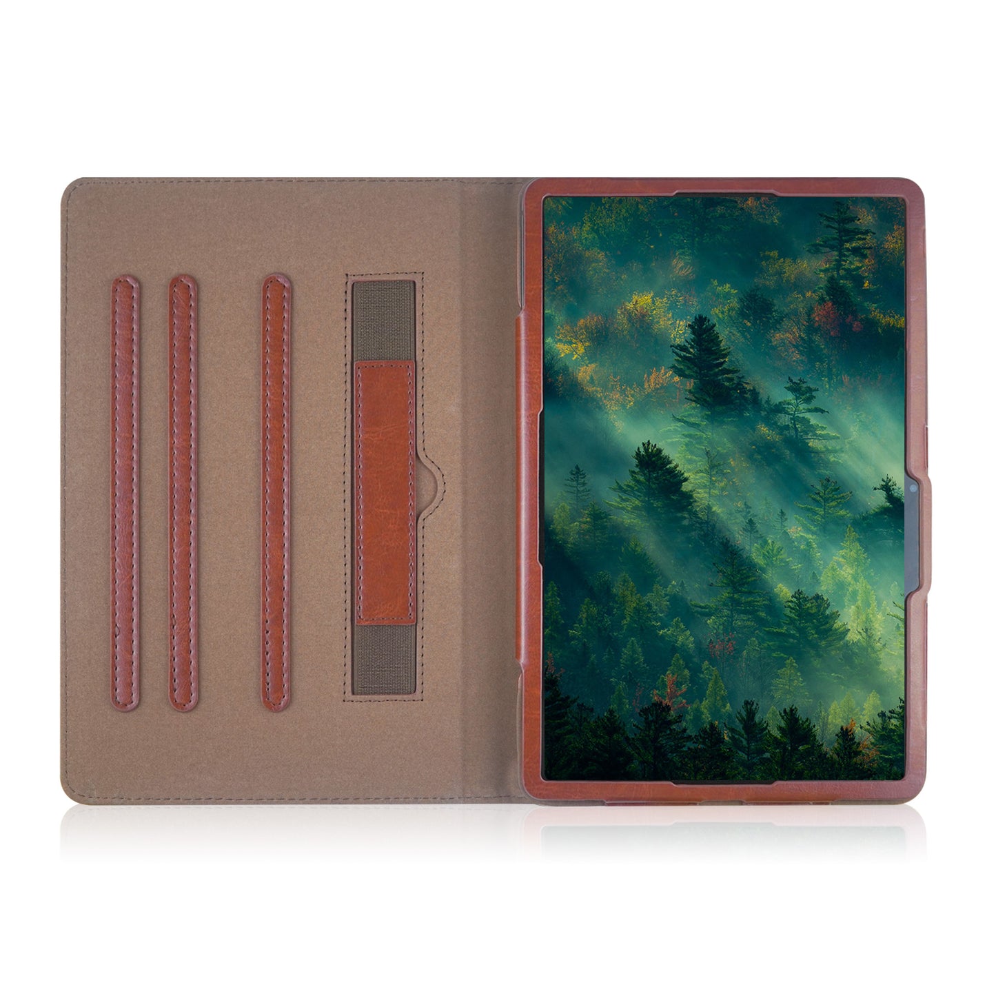 For Samsung Galaxy Tab S7 T870 T875 / Tab S8 / Tab S9 X710 / Tab S9 FE X510 Case Rotate Stand Leather Tablet Cover - Brown