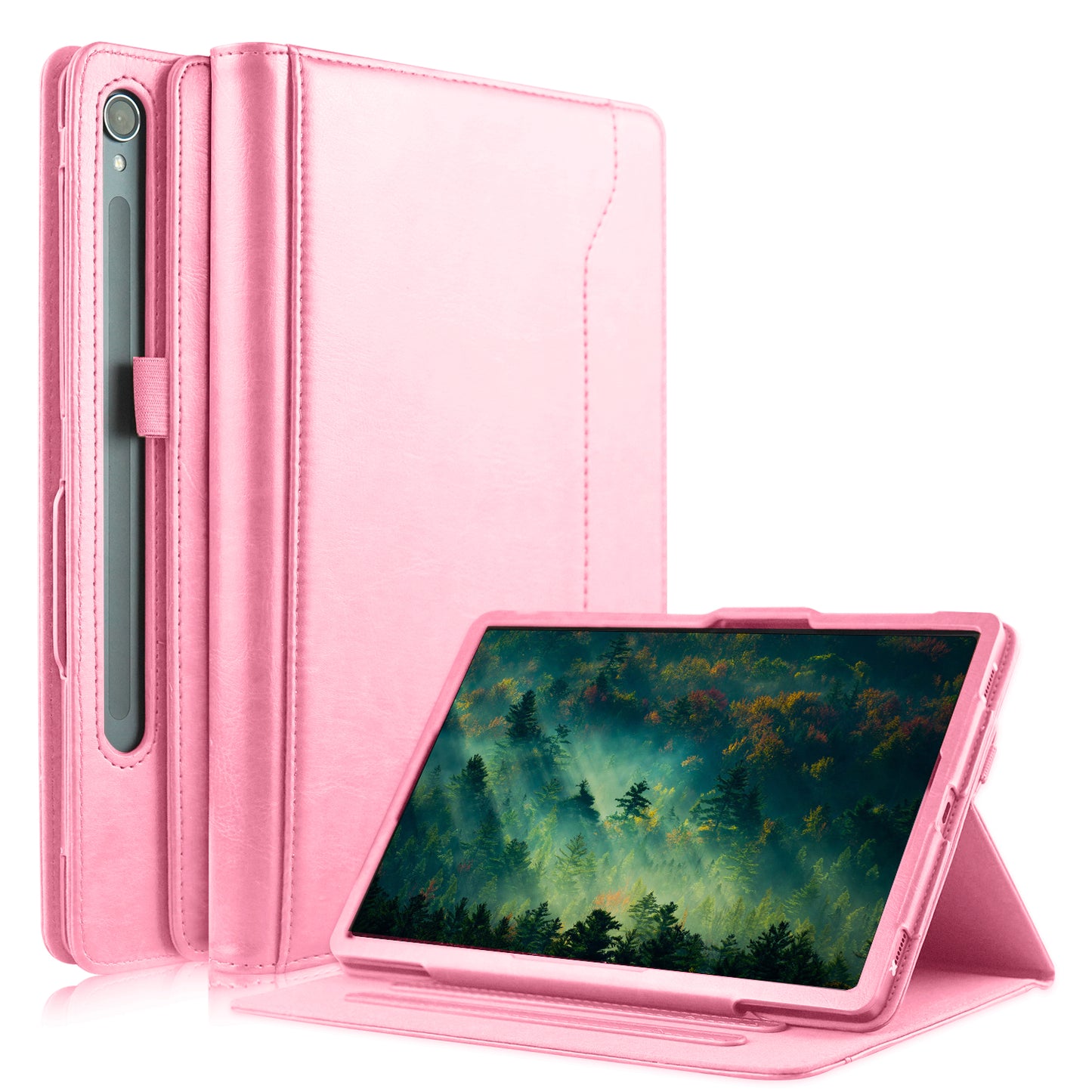 For Samsung Galaxy Tab S7 T870 T875 / Tab S8 / Tab S9 X710 / Tab S9 FE X510 Case Rotate Stand Leather Tablet Cover - Pink