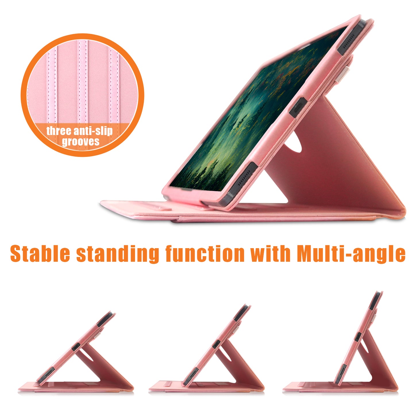 For Samsung Galaxy Tab S7 T870 T875 / Tab S8 / Tab S9 X710 / Tab S9 FE X510 Case Rotate Stand Leather Tablet Cover - Pink
