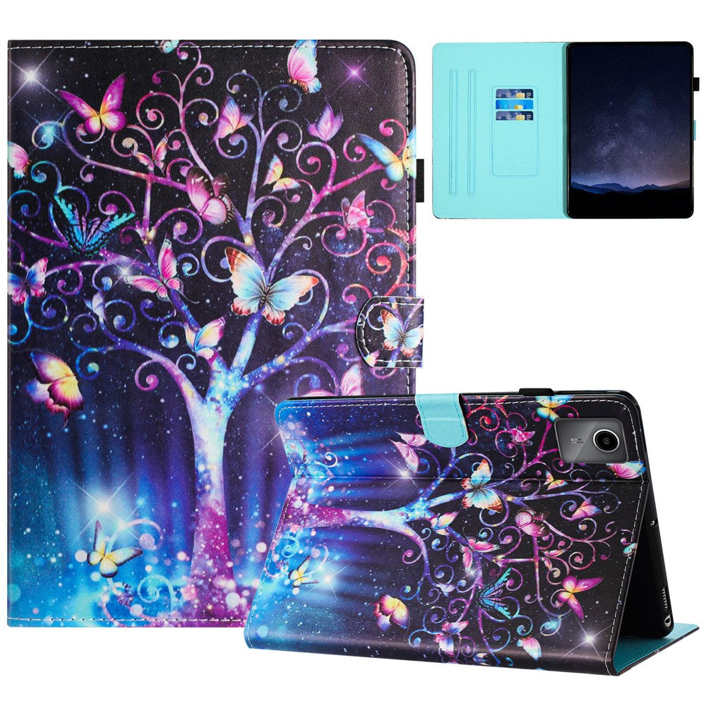 For Lenovo Tab M11 / Xiaoxin Pad 11 2024 PU Leather Case Pattern Tablet Stand Cover with Card Slots - Meteor Butterfly