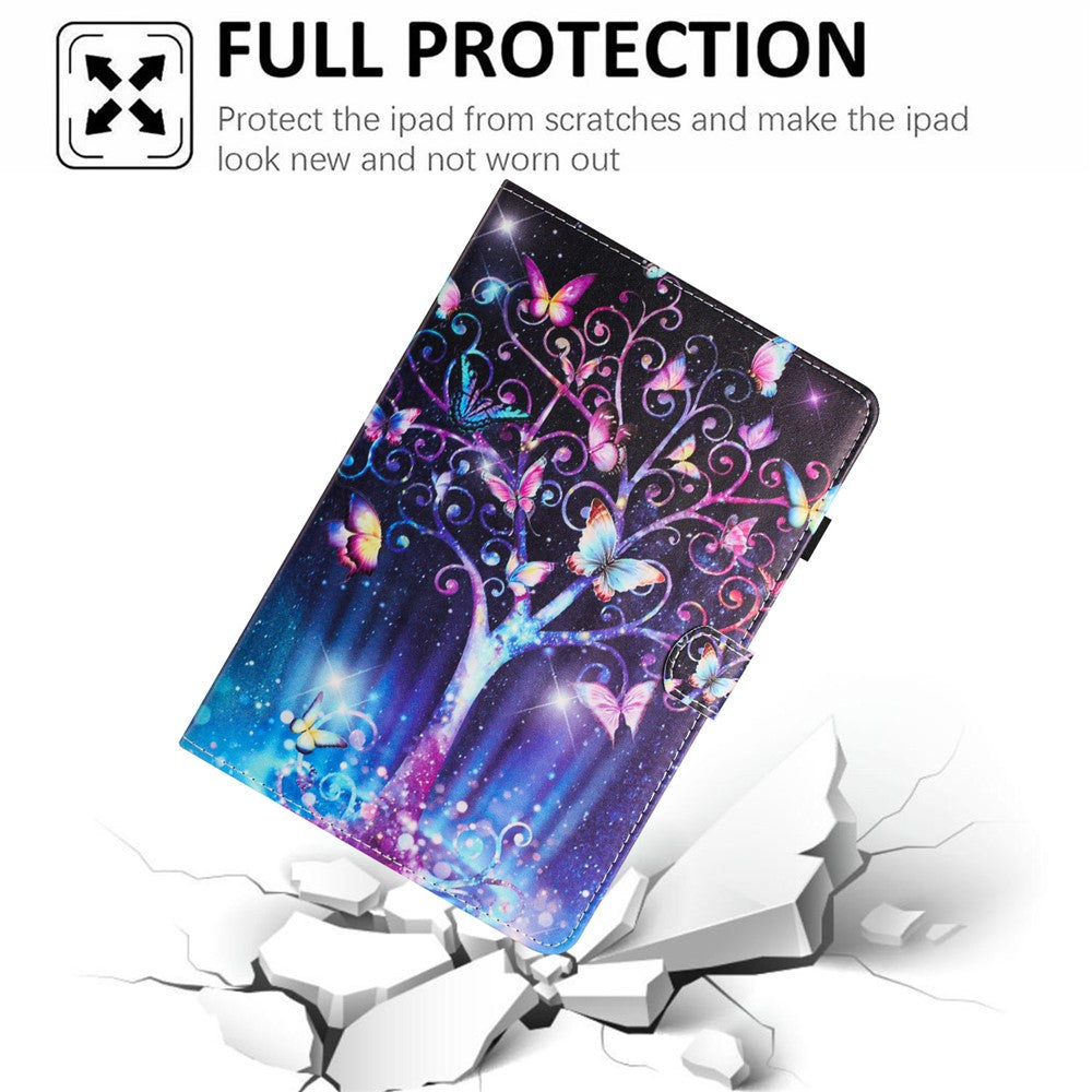 For Lenovo Tab M11 / Xiaoxin Pad 11 2024 PU Leather Case Pattern Tablet Stand Cover with Card Slots - Meteor Butterfly