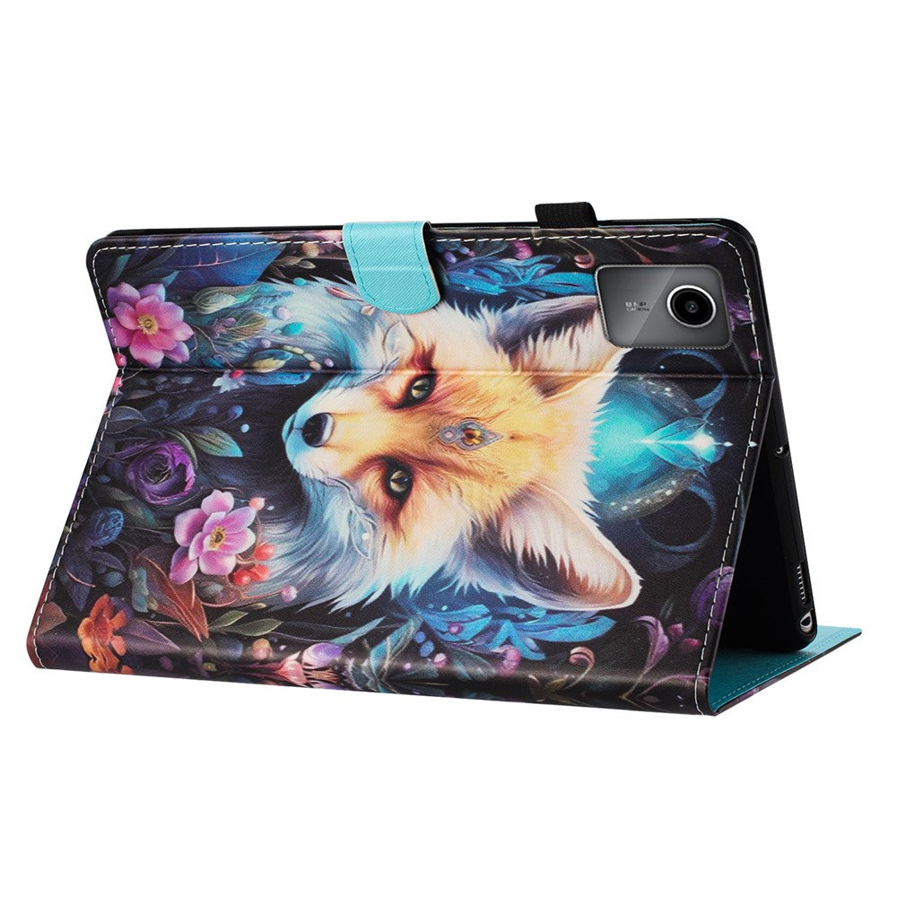 For Lenovo Tab M11 / Xiaoxin Pad 11 2024 PU Leather Case Pattern Tablet Stand Cover with Card Slots - Fox