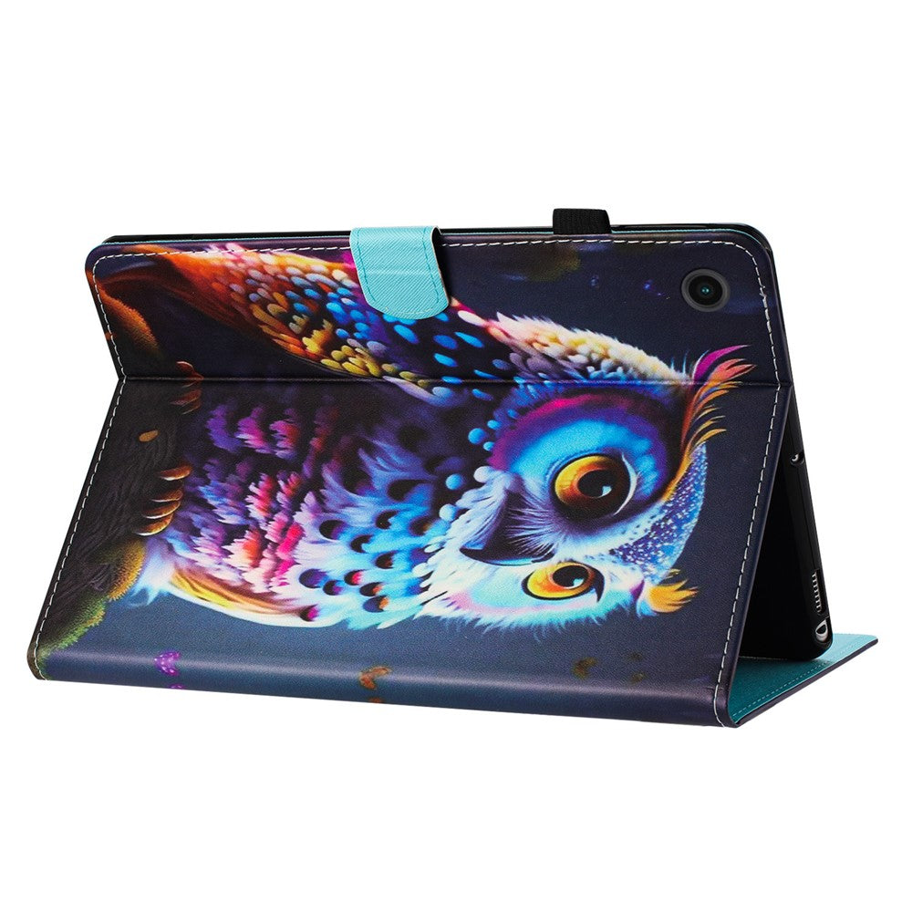 For Lenovo Tab M10 Plus Case Pattern Printing PU Leather Drop-Proof Tablet Stand Cover - Owl