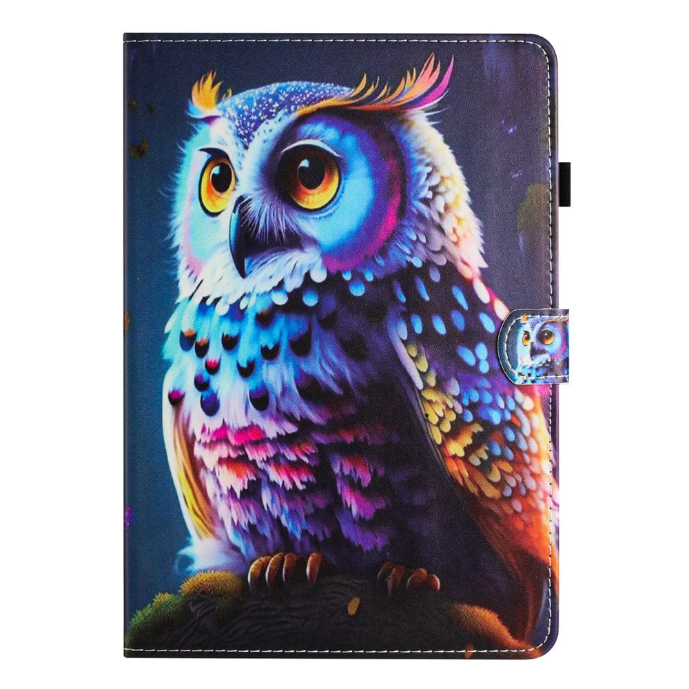 For Lenovo Tab M10 Plus Case Pattern Printing PU Leather Drop-Proof Tablet Stand Cover - Owl