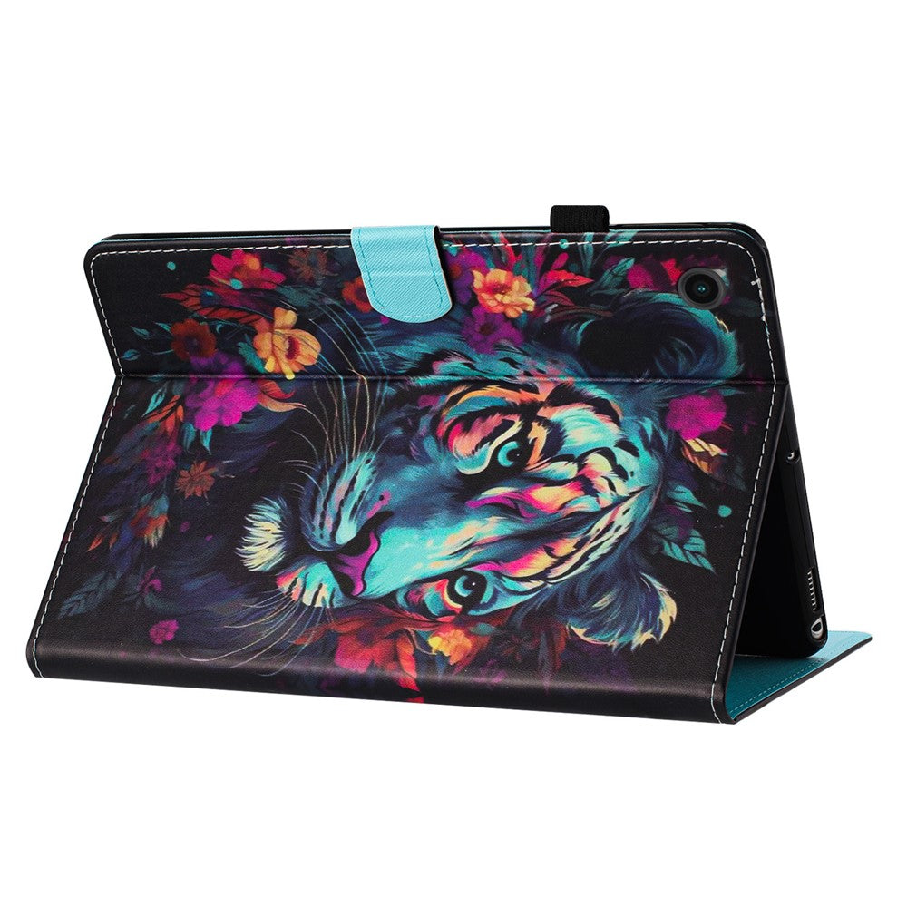 For Lenovo Tab M10 Plus Case Pattern Printing PU Leather Drop-proof Tablet Stand Cover - Tiger