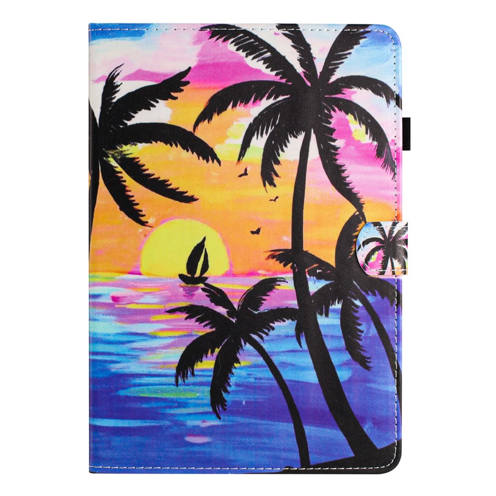 For Lenovo Tab M10 Plus Case Pattern Printing PU Leather Drop-proof Tablet Stand Cover - Coconut Tree