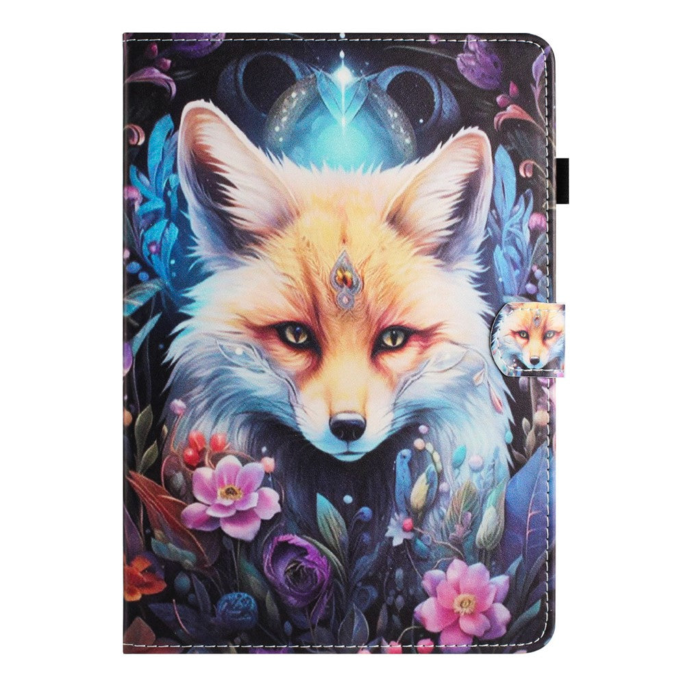 For Lenovo Tab M10 Plus Case Pattern Printing PU Leather Drop-proof Tablet Stand Cover - Fox