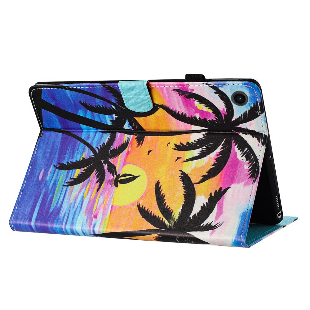 For Lenovo Tab M10 Plus (3rd Gen) / Xiaoxin Pad 2022 10.6 inch PU Leather Case Tablet Stand Cover with Card Slots - Coconut Tree