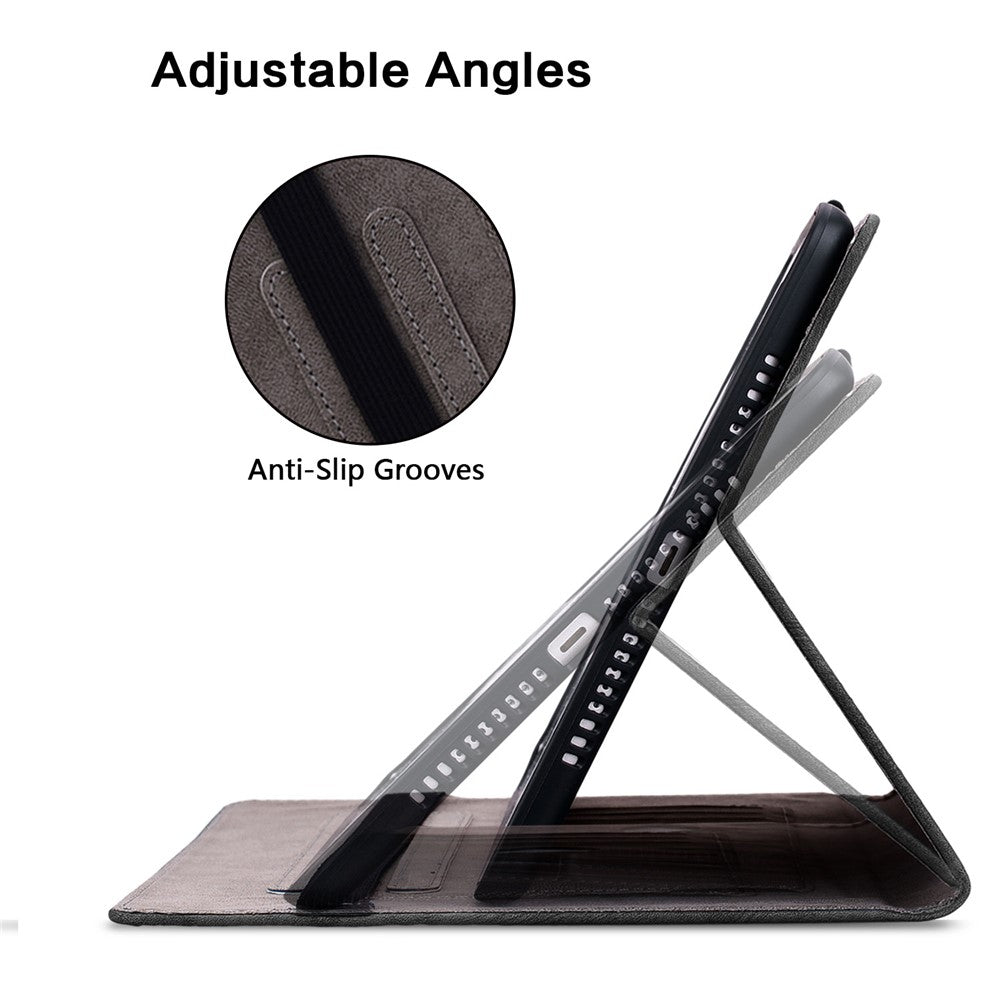 For Lenovo Tab P12 Case Pattern Printing Card Slots Tablet Shell with Foldable Stand - Black Rose