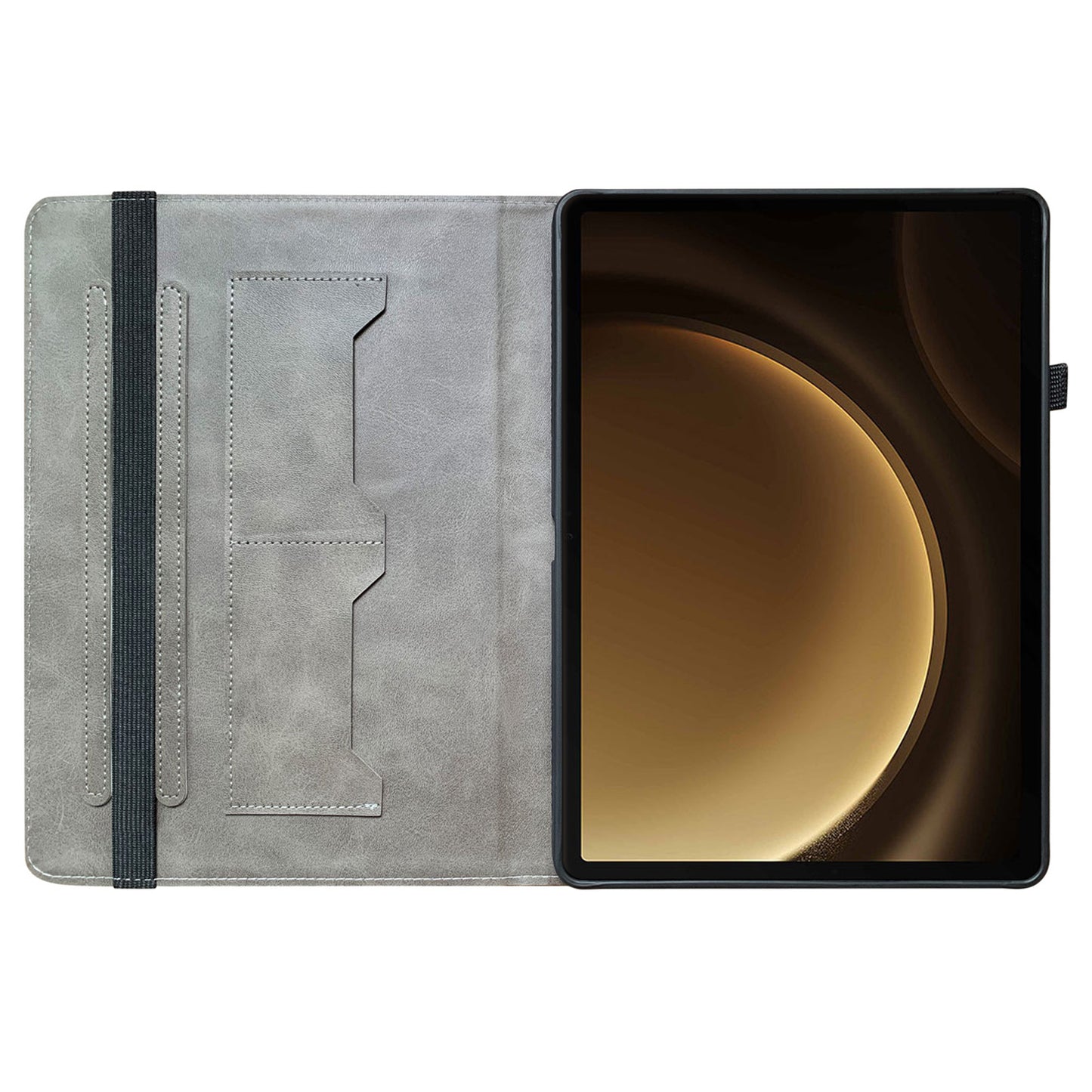 For Samsung Galaxy Tab S10+ / S9+ / Tab S9 FE+ Case Flip Pattern Printing Card Holder Tablet Shell - Gold Butterfly Rose