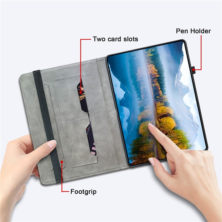 For Samsung Galaxy Tab S6 Lite (2020) / (2022) / (2024) Case Pattern Printing Tablet Stand Shell with Card Slots - Plum Blossom