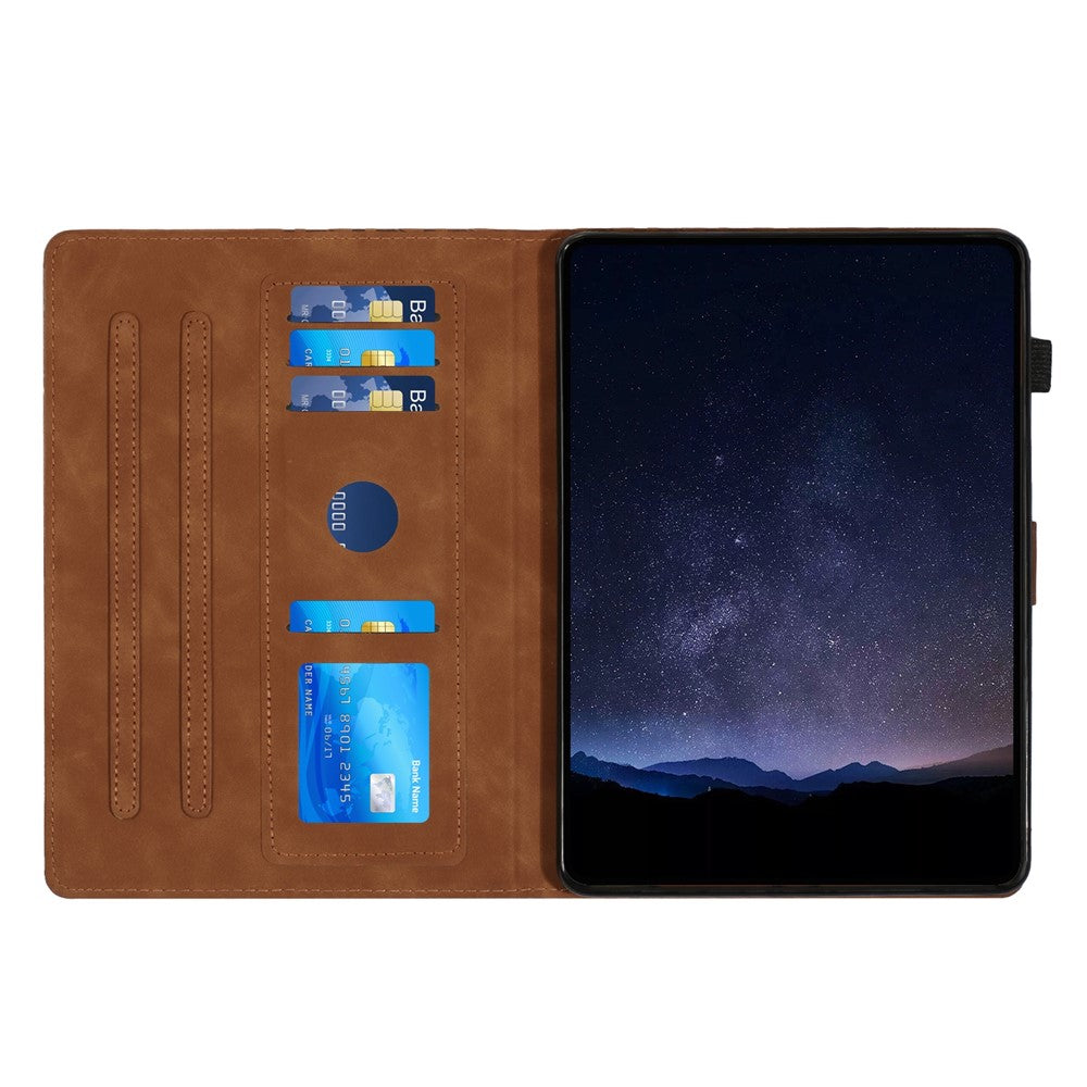 For Lenovo Tab M10 (Gen 3) Case Card Holder Building Blocks Imprinted Tablet Stand Cover - Brown