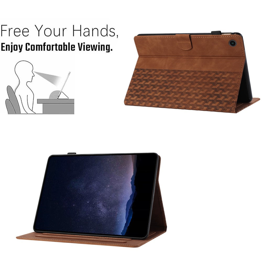 For Lenovo Tab M10 (Gen 3) Case Card Holder Building Blocks Imprinted Tablet Stand Cover - Brown