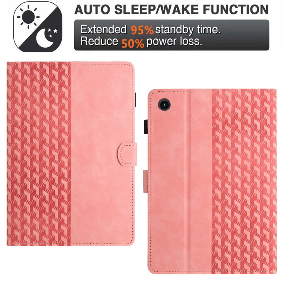 For Lenovo Tab M10 (Gen 3) Case Card Holder Building Blocks Imprinted Tablet Stand Cover - Pink