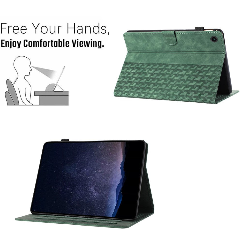 For Lenovo Tab M10 (Gen 3) Case Card Holder Building Blocks Imprinted Tablet Stand Cover - Green