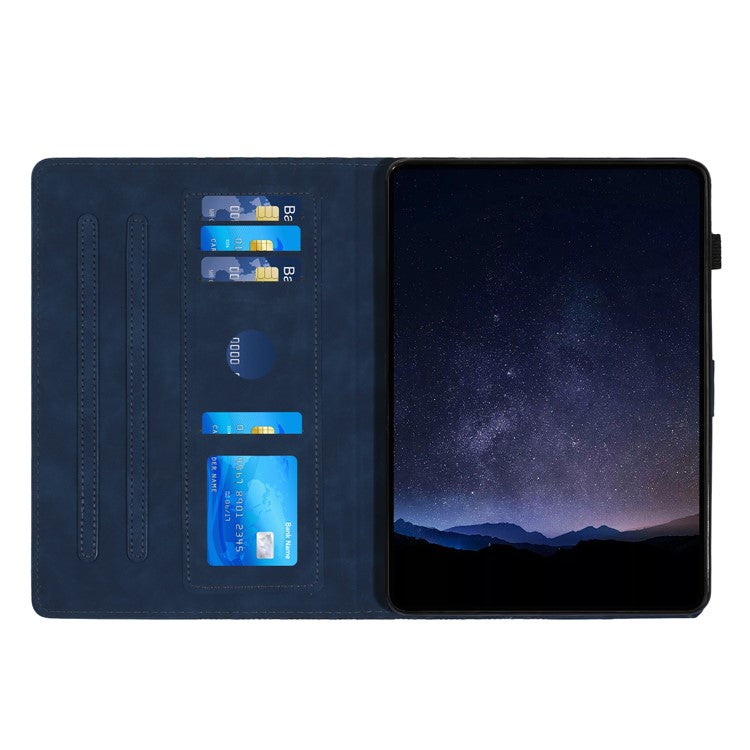 For Samsung Galaxy Tab A7 10.4 (2020) T500 / (2022) Tablet Cover Imprinted PU Leather Card Slot Case - Blue