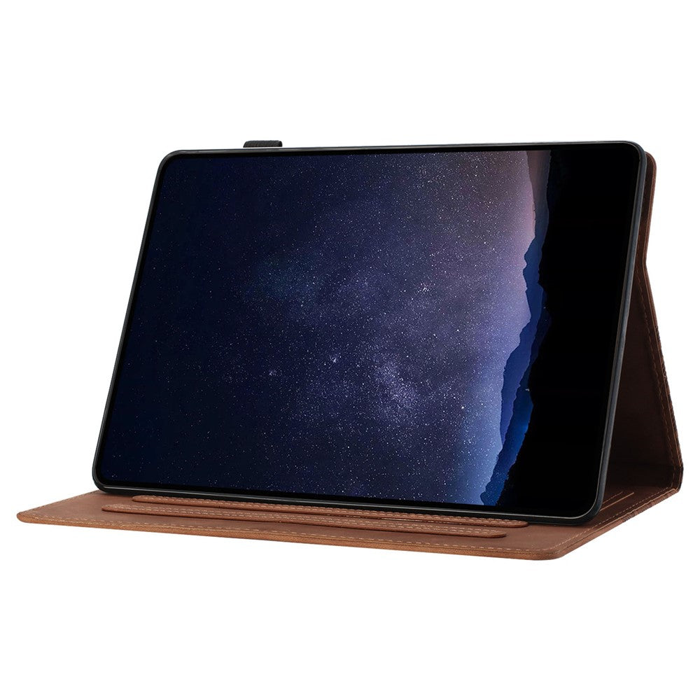 For Lenovo Tab M10 Case Building Block Imprinted Anti-Drop Tablet Leather Cover - Brown