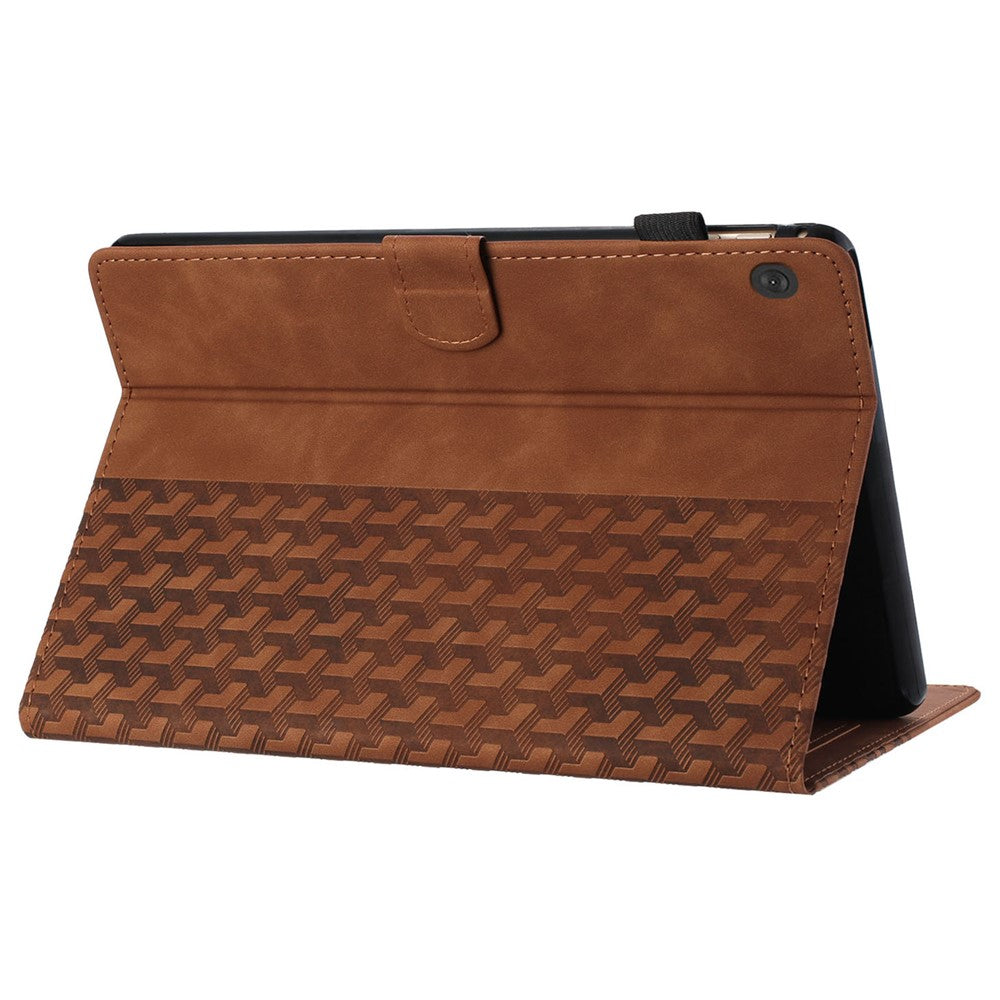 For Lenovo Tab M10 Case Building Block Imprinted Anti-Drop Tablet Leather Cover - Brown