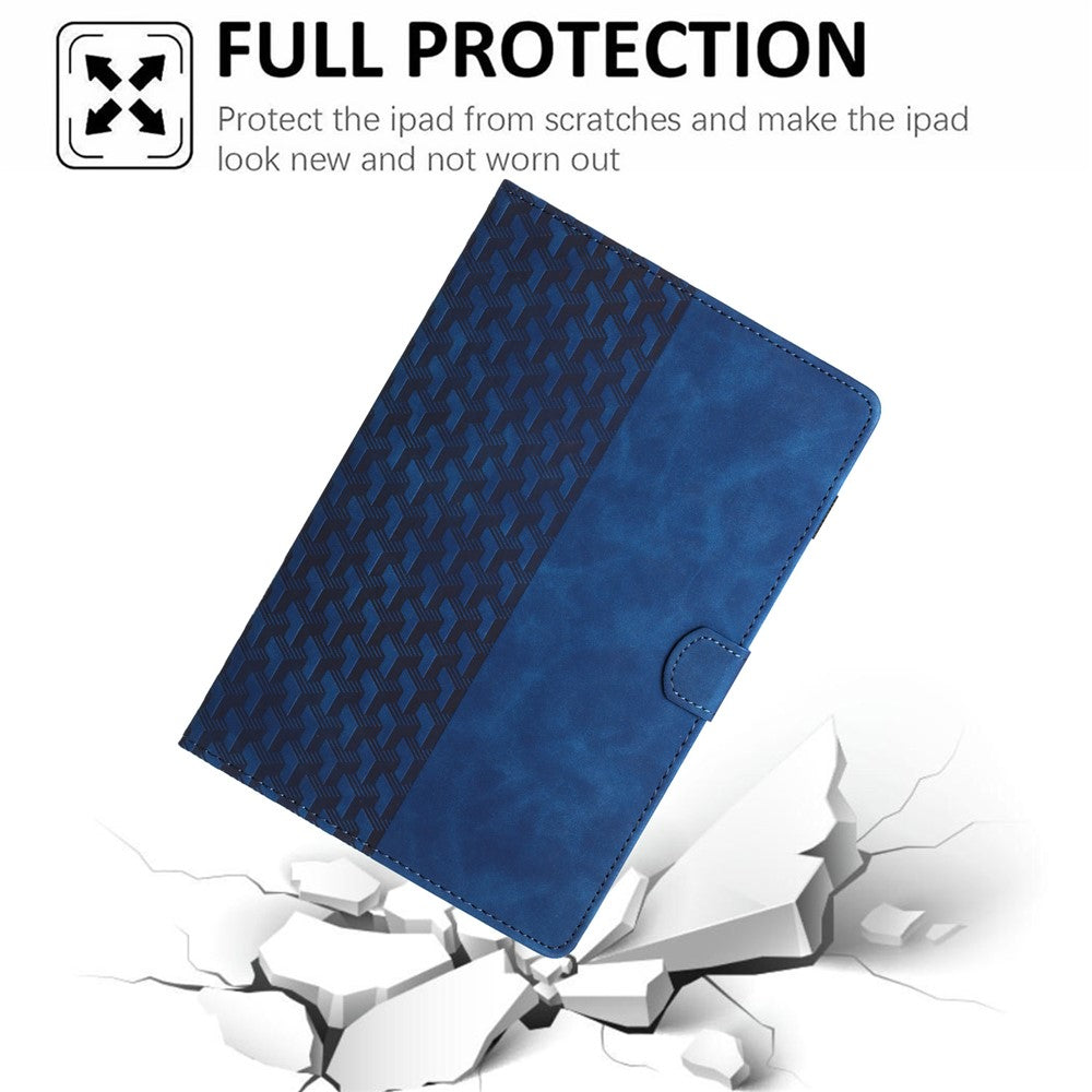 For Lenovo Tab M10 Case Building Block Imprinted Anti-drop Tablet Leather Cover - Blue