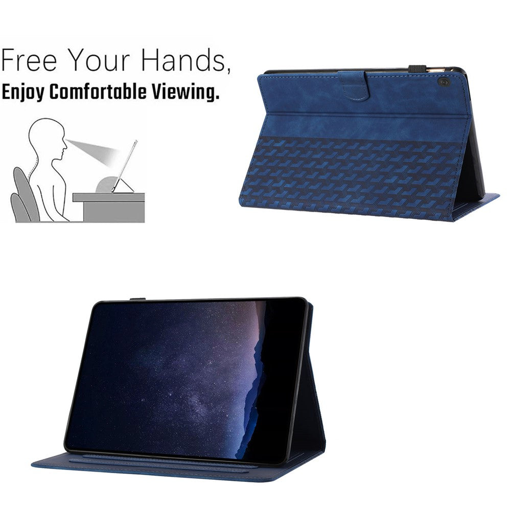 For Lenovo Tab M10 Case Building Block Imprinted Anti-drop Tablet Leather Cover - Blue
