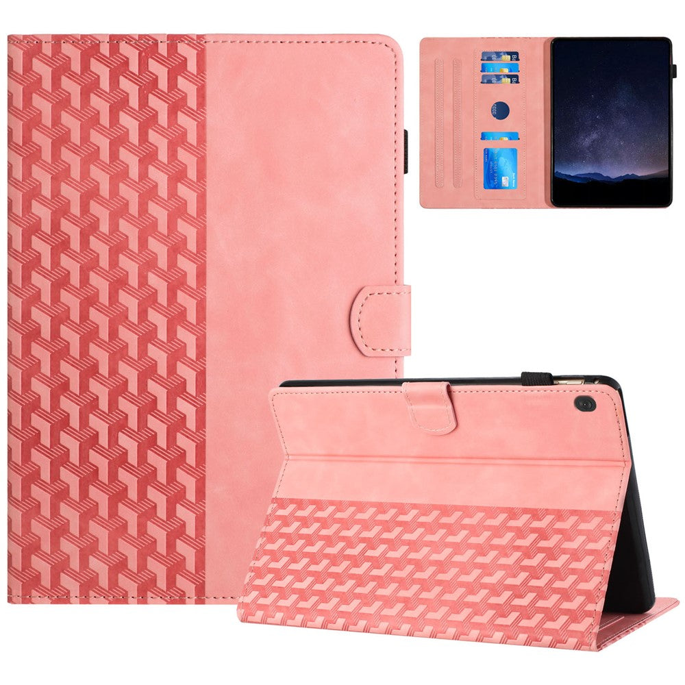 For Lenovo Tab M10 Case Building Block Imprinted Anti-drop Tablet Leather Cover - Pink