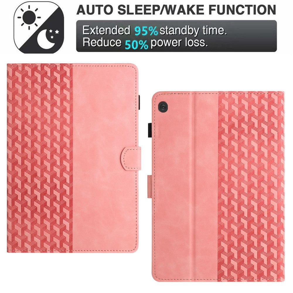For Lenovo Tab M10 Case Building Block Imprinted Anti-drop Tablet Leather Cover - Pink