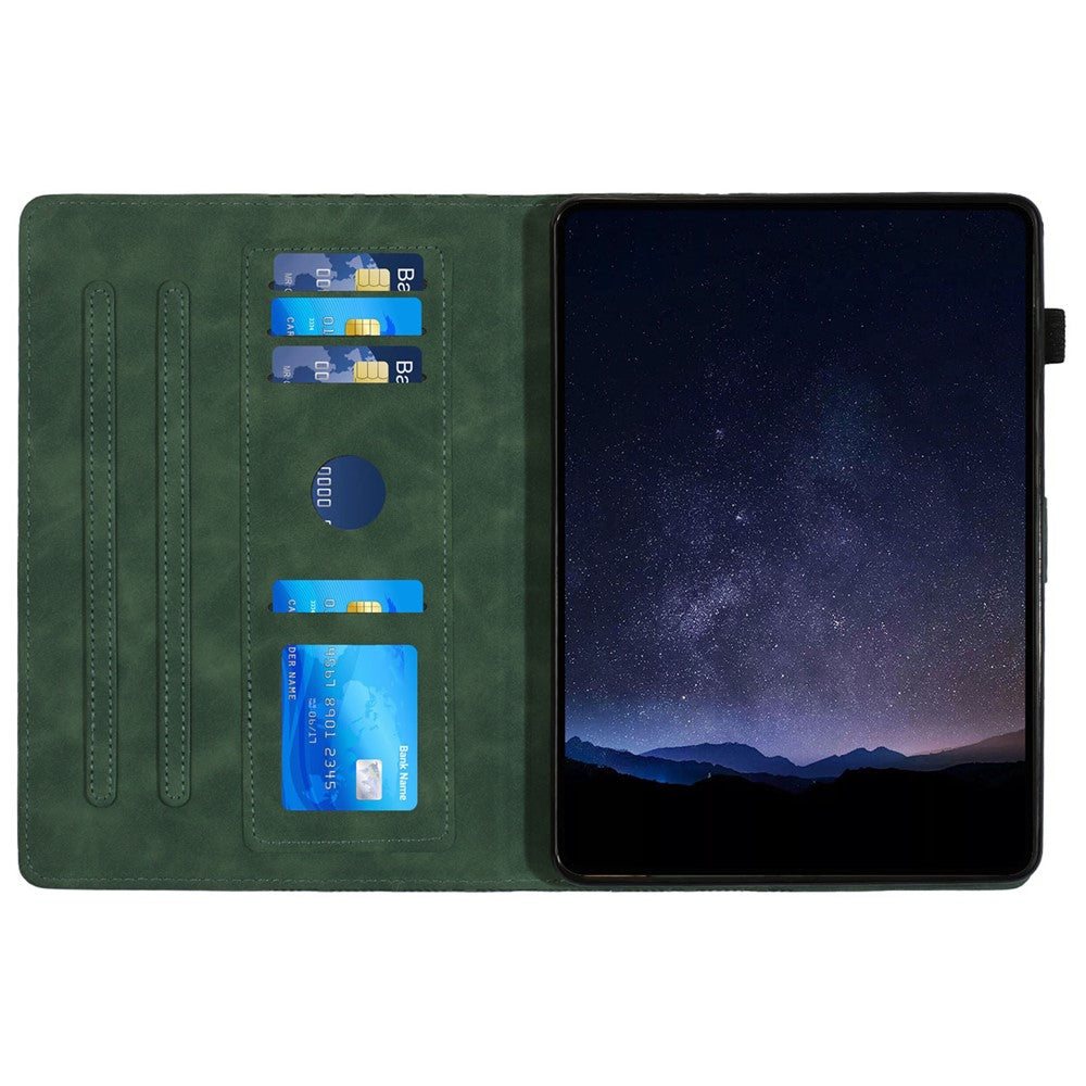 For Lenovo Tab M10 Case Building Block Imprinted Anti-drop Tablet Leather Cover - Green