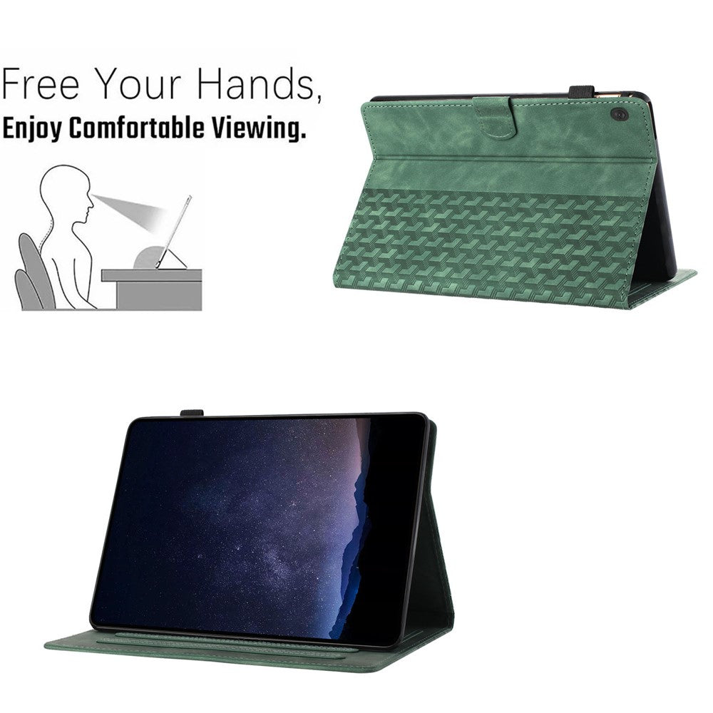 For Lenovo Tab M10 Case Building Block Imprinted Anti-drop Tablet Leather Cover - Green