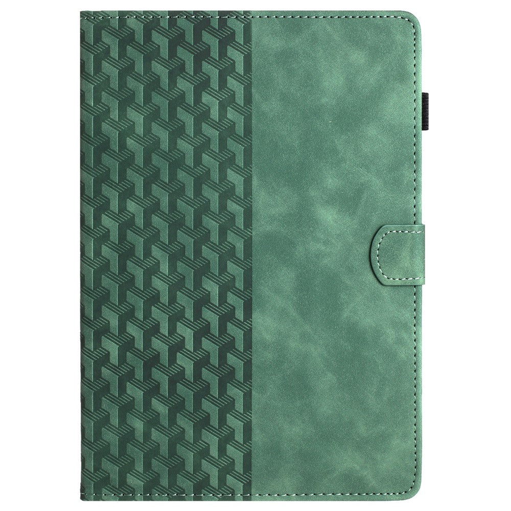 For Lenovo Tab M10 Case Building Block Imprinted Anti-drop Tablet Leather Cover - Green