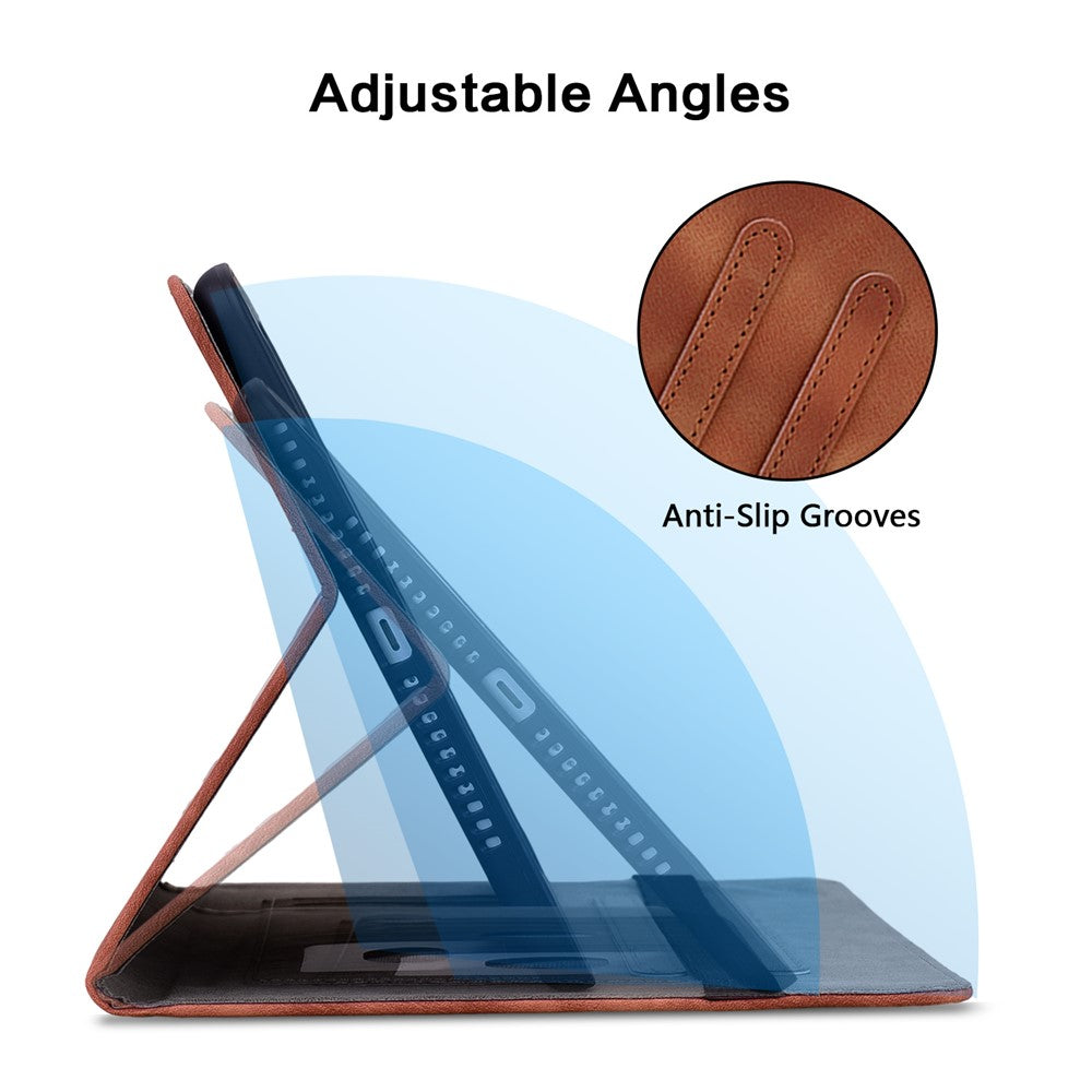 For Lenovo Tab M11 / Xiaoxin Pad 11 2024 Case Card Slots Leather Tablet Cover Lily Flower - Brown