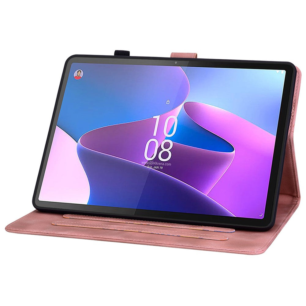 For Lenovo Tab P11 Pro / P11 Pro Gen 2 Case Lily Flower Imprinted Leather Tablet Flip Cover with Card Slot - Pink