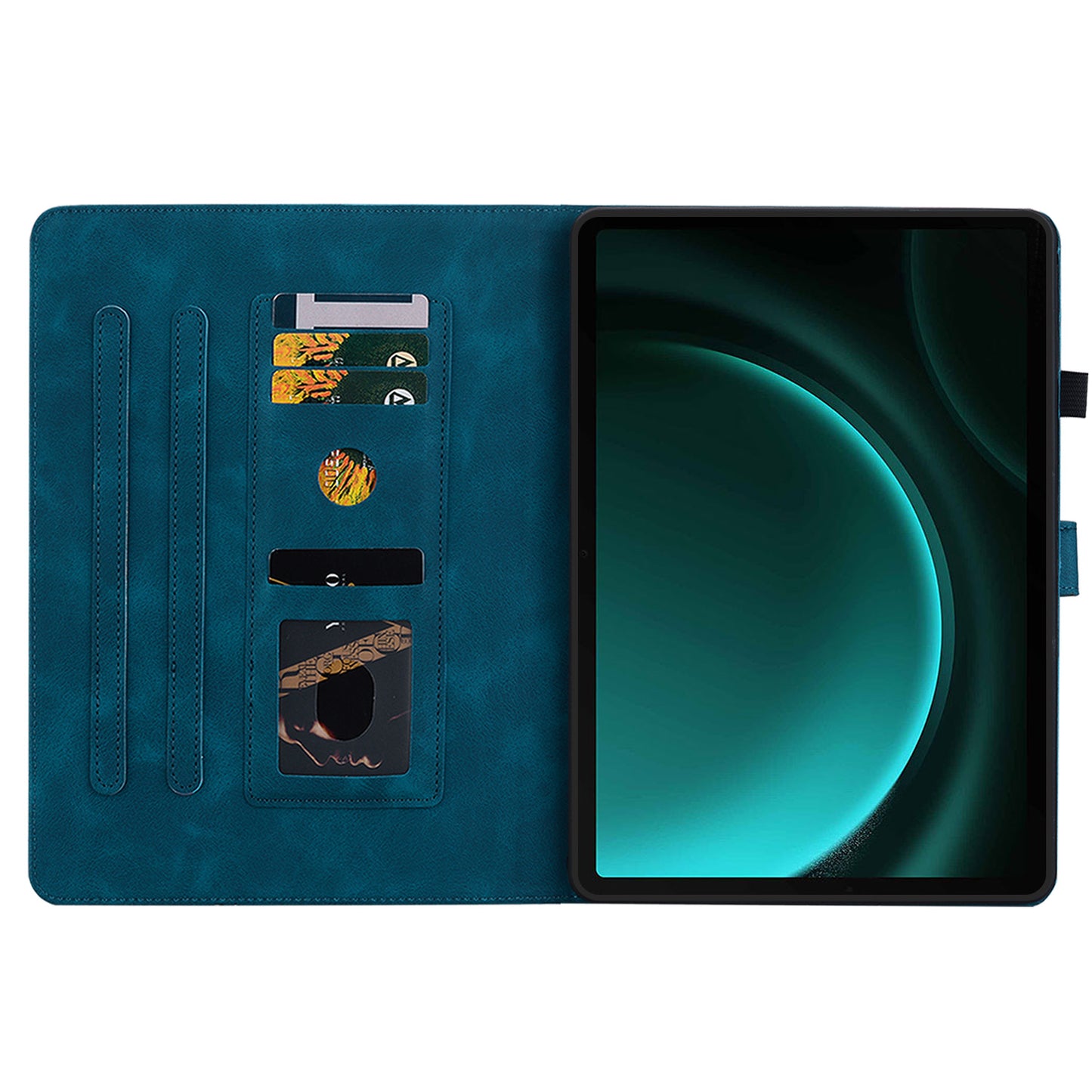 For Samsung Galaxy Tab S9 FE Leather Case Lily Flower Pattern Stand Protective Tablet Cover - Blue