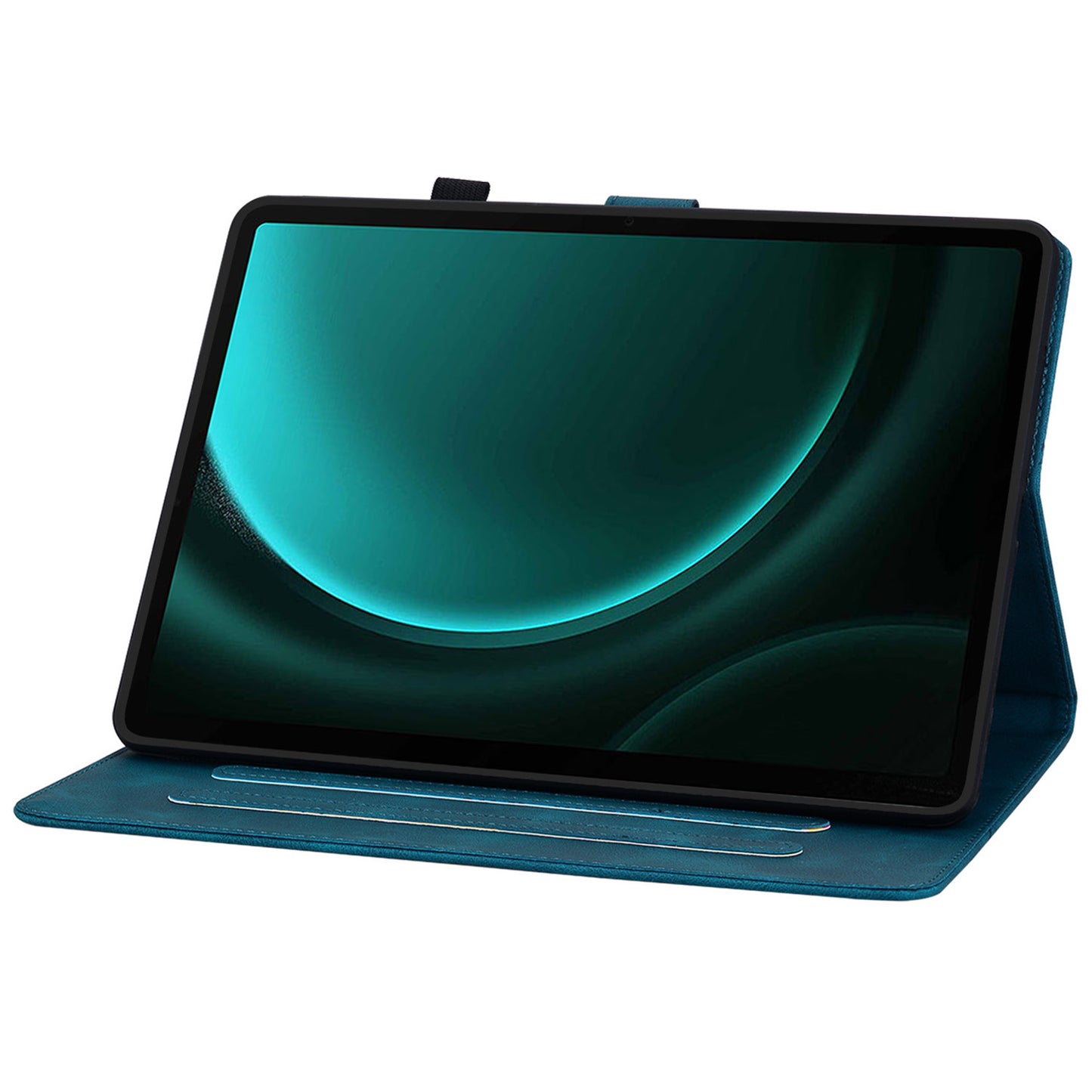 For Samsung Galaxy Tab S9 FE Leather Case Lily Flower Pattern Stand Protective Tablet Cover - Blue