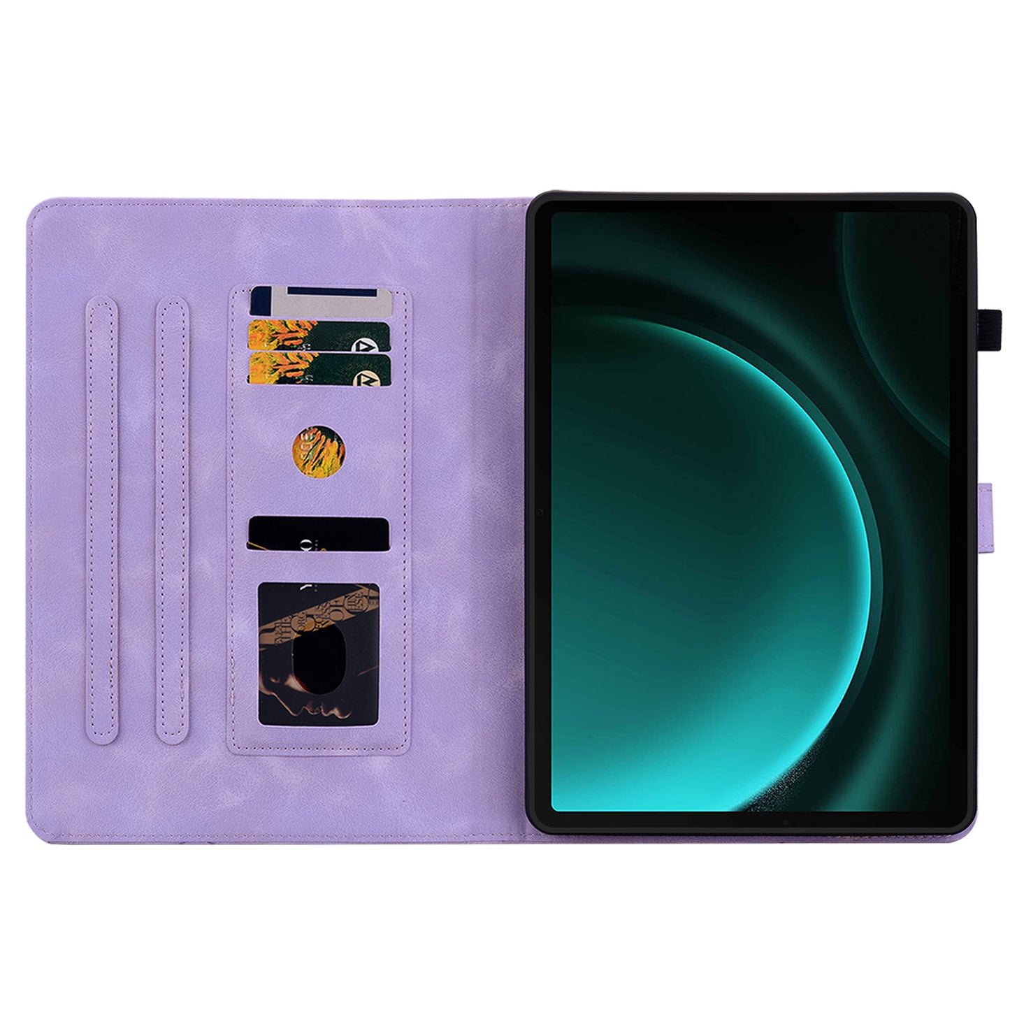 For Samsung Galaxy Tab S9 FE Leather Case Lily Flower Pattern Stand Protective Tablet Cover - Purple