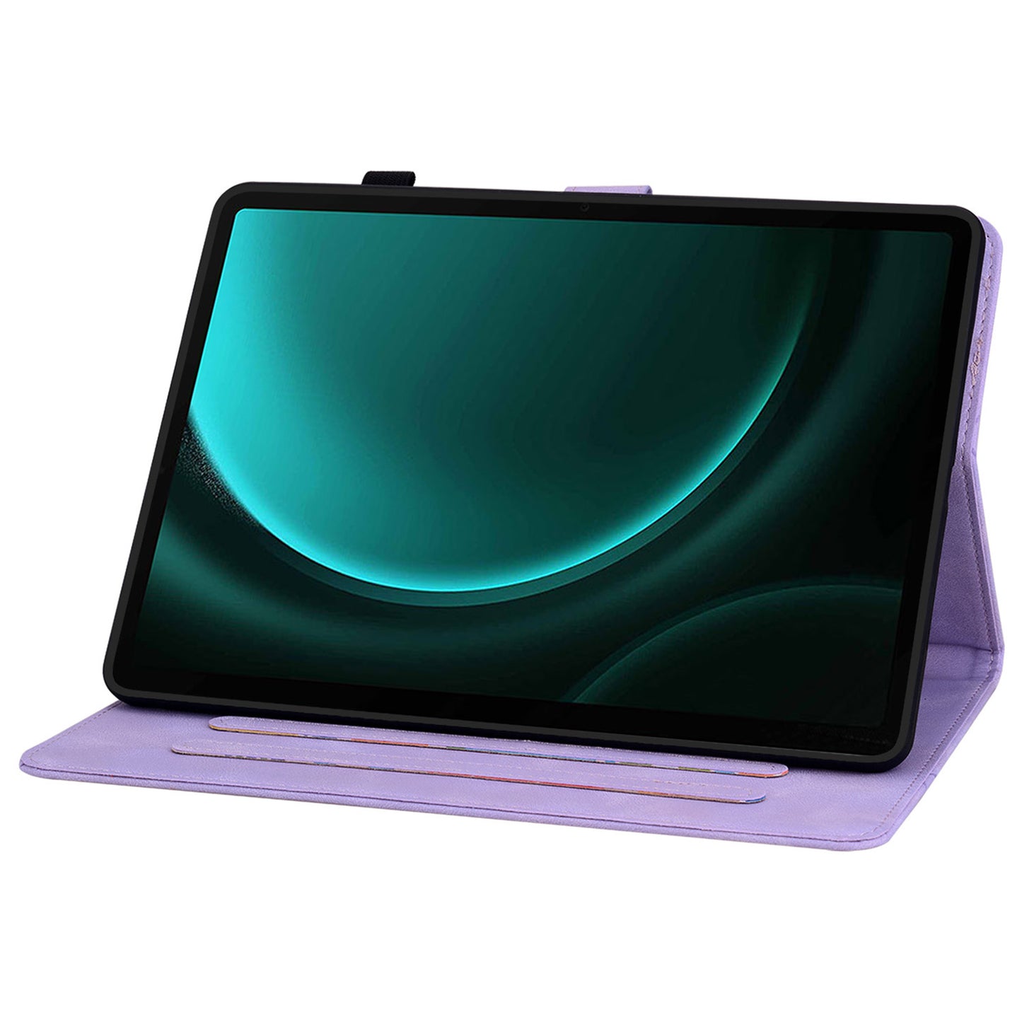 For Samsung Galaxy Tab S9 FE Leather Case Lily Flower Pattern Stand Protective Tablet Cover - Purple