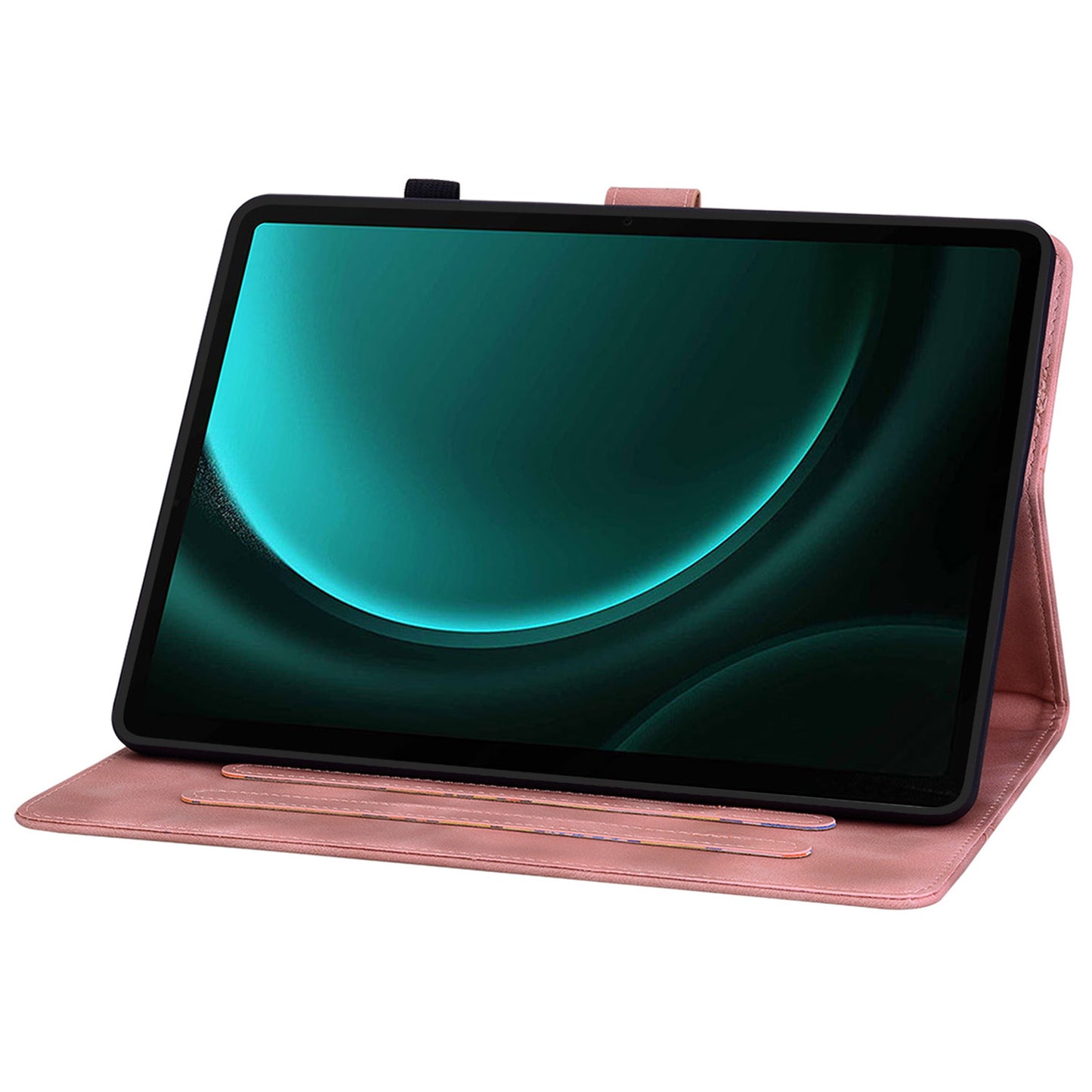 For Samsung Galaxy Tab S9 FE Leather Case Lily Flower Pattern Stand Protective Tablet Cover - Pink