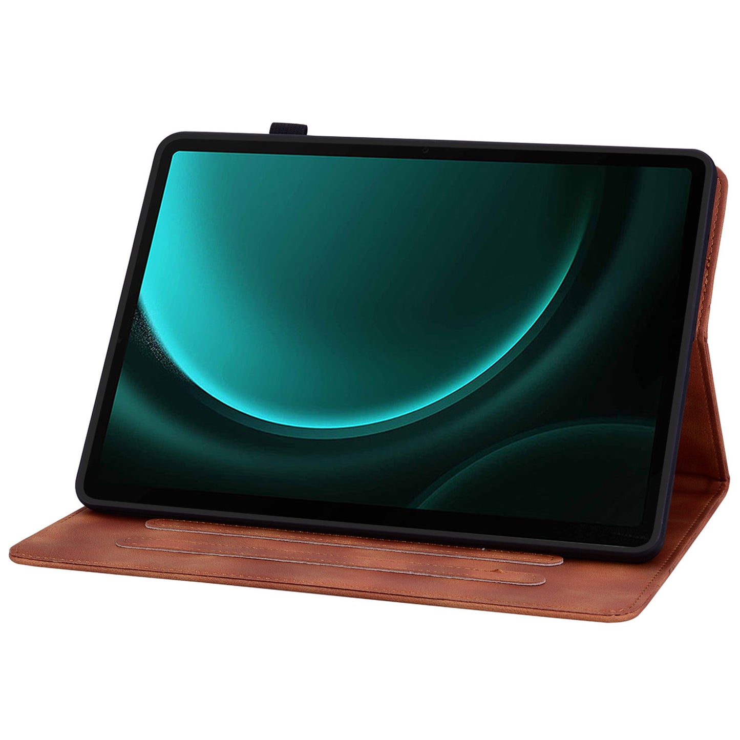 For Samsung Galaxy Tab S9 FE Leather Case Lily Flower Pattern Stand Protective Tablet Cover - Brown