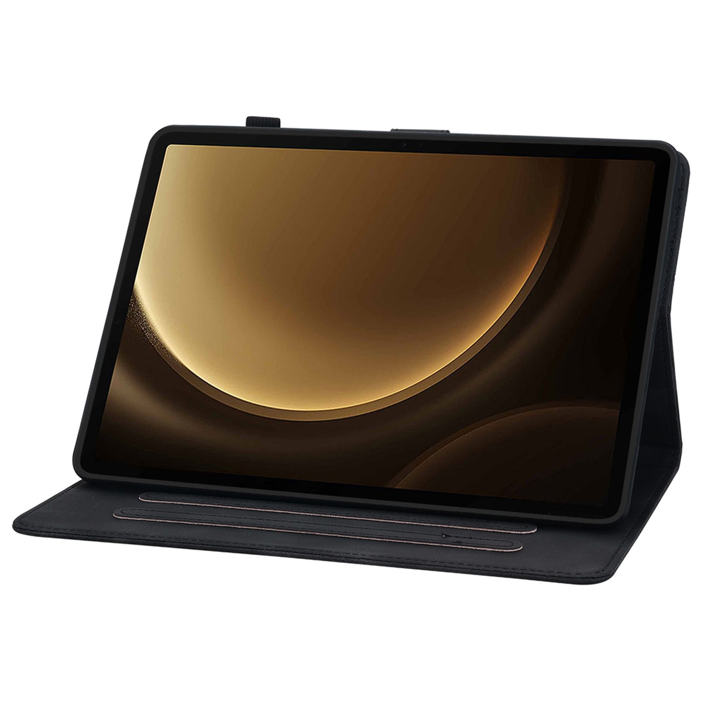 For Samsung Galaxy Tab S10+ / S9+ / S9 FE+ Card Slots Case Lily Flower Imprint PU Leather Tablet Cover - Black