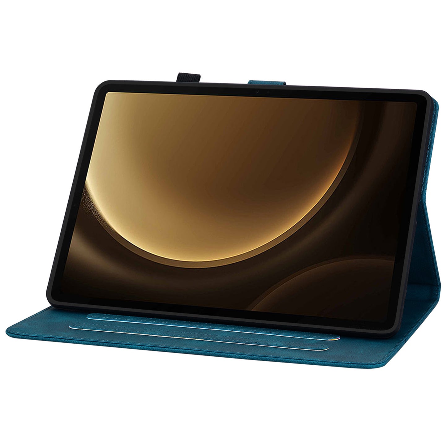 For Samsung Galaxy Tab S10+ / S9+ / S9 FE+ Card Slots Case Lily Flower Imprint PU Leather Tablet Cover - Blue