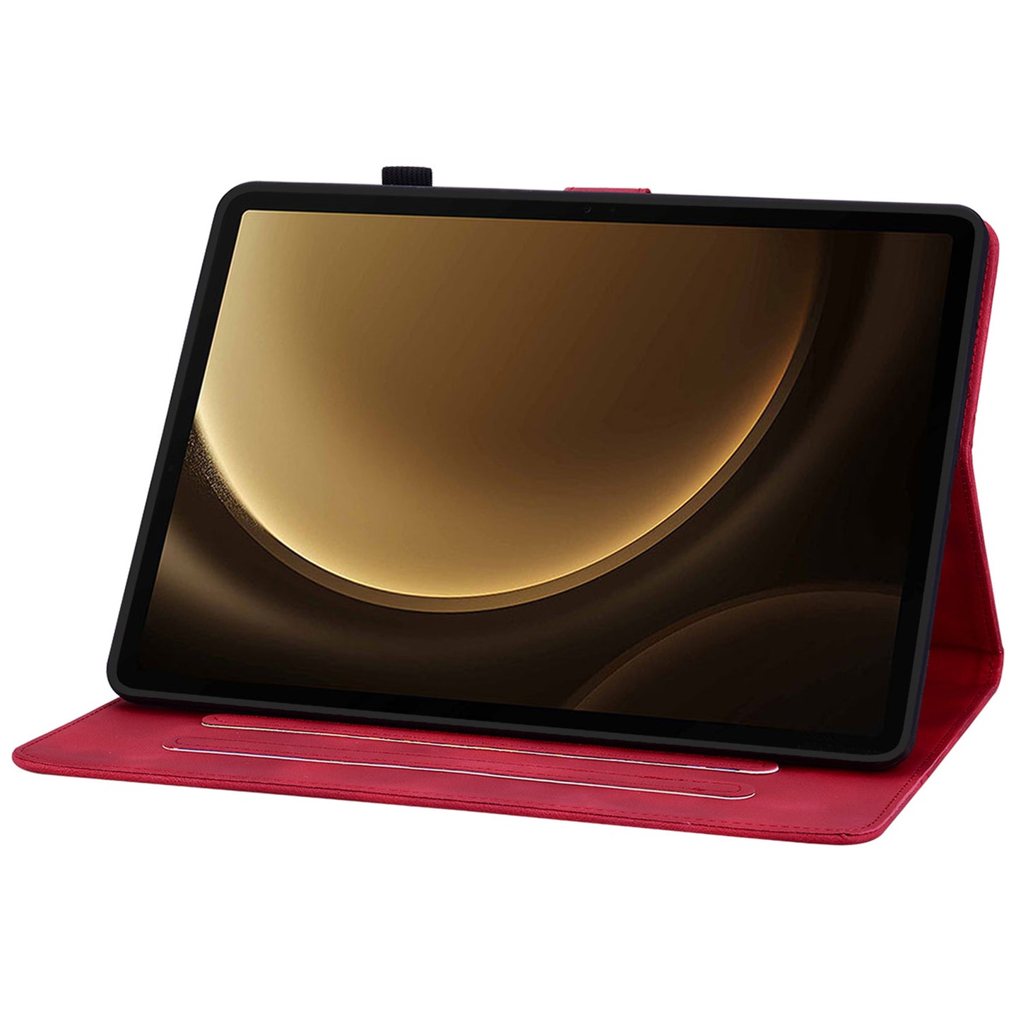 For Samsung Galaxy Tab S10+ / S9+ / S9 FE+ Card Slots Case Lily Flower Imprint PU Leather Tablet Cover - Red