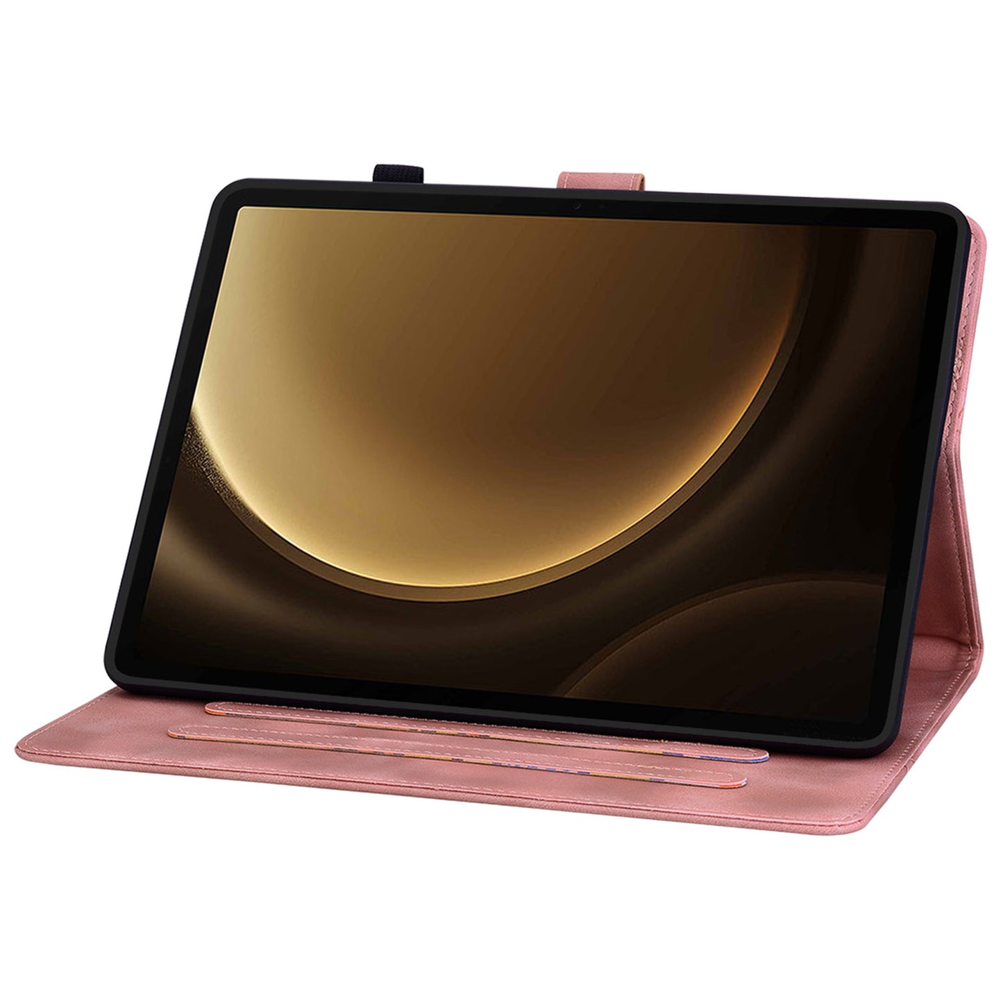 For Samsung Galaxy Tab S10+ / S9+ / S9 FE+ Card Slots Case Lily Flower Imprint PU Leather Tablet Cover - Pink