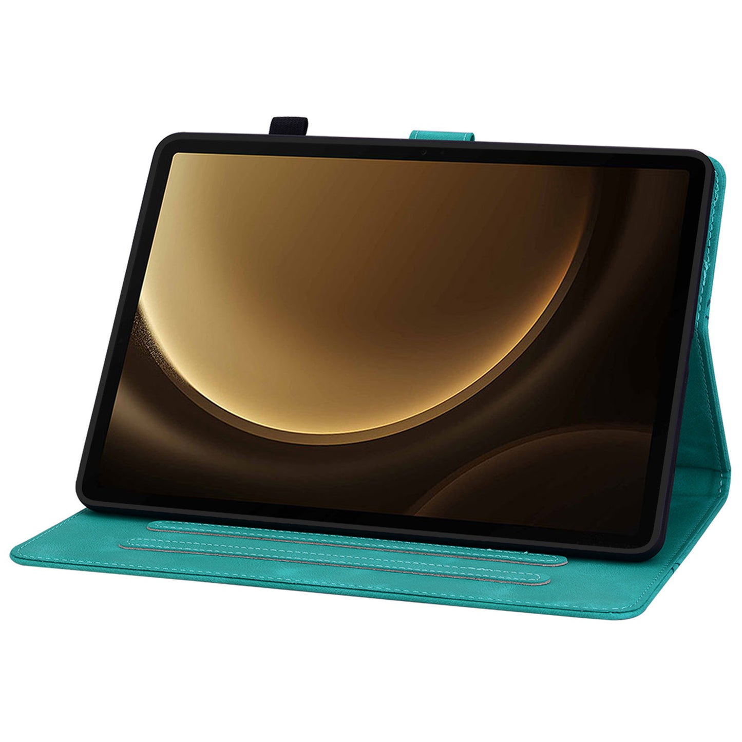 For Samsung Galaxy Tab S10+ / S9+ / S9 FE+ Card Slots Case Lily Flower Imprint PU Leather Tablet Cover - Green